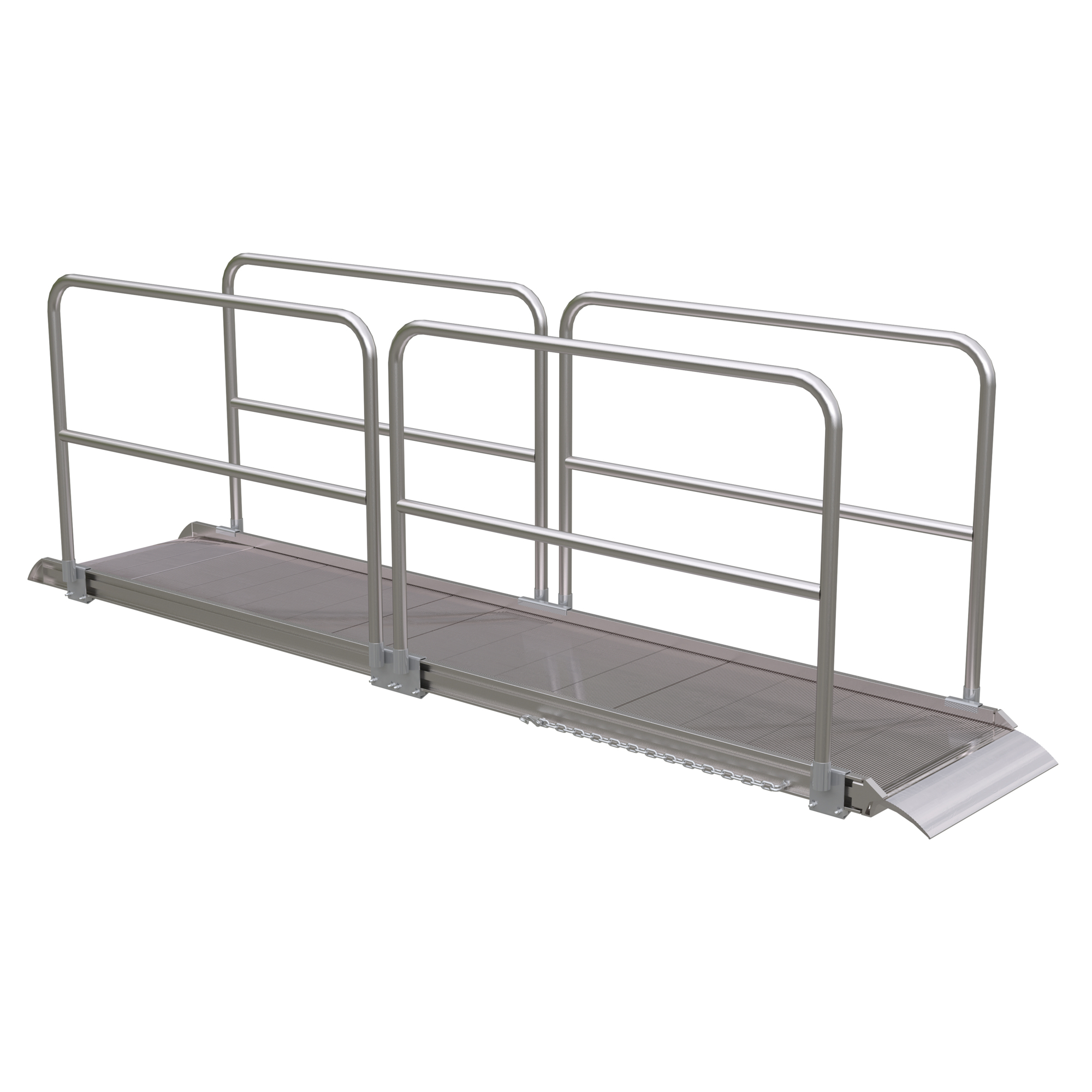 Vestil Aluminum Walk Ramp with Handrails - 144in., 1900-Lb. Capacity, Non-Skid Tread, Model# AWR-28-12A-HR